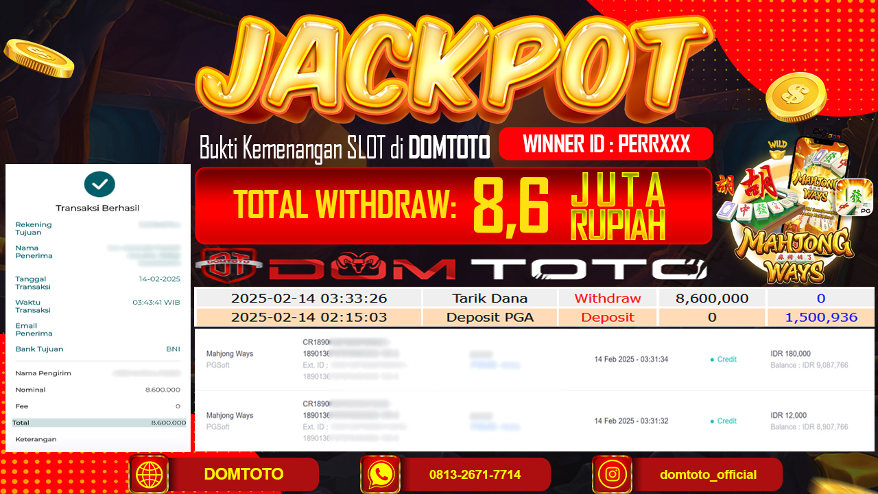 JACKPOT SLOT MAHJONG WAYS 14 FEBRUARI 2025